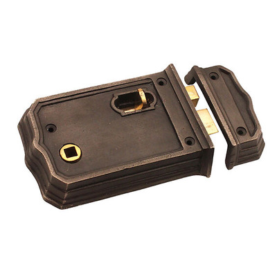 Spira Brass Gothic Rim Lock (130mm x 90mm), Pewter - SB7107PEW PEWTER