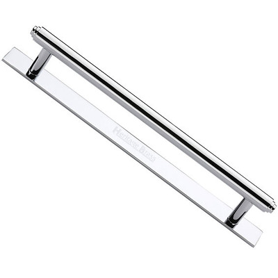 Heritage Brass Step Cabinet Pull Handle With Plate (96mm, 128mm OR 160mm C/C), Polished Chrome - PL4410-PC POLISHED CHROME - 96mm c/c
