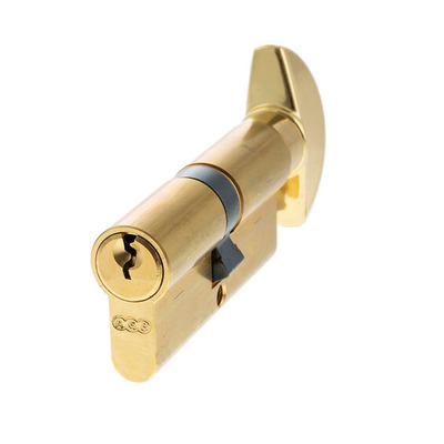 Atlantic UK AGB Euro Profile 5 Pin Cylinder Key & Turn (30mm/30mm OR 35mm/35mm), Polished Brass - C620012525 POLISHED BRASS - 30mm/30mm (60mm)