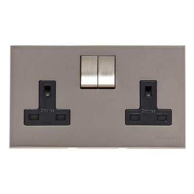 M Marcus Electrical Winchester Double 13 AMP Switched Socket, Satin Nickel - W05.250.SNBK SATIN NICKEL