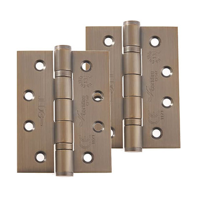 Frelan Hardware 4 Inch Fire Rated Stainless Steel Ball Bearing Hinges, Antique Brass - J9500AB (sold in pairs) 4 INCH - ANTIQUE BRASS