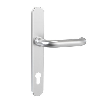 Mila Supa Safety Lever Door Handles, 240mm Backplate - 92mm C/C Euro Lock, Brushed Stainless Steel - 570702 (sold in pairs)  BRUSHED STAINLESS STEEL
