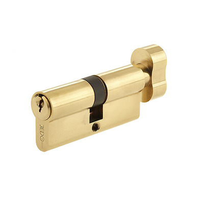 Frelan Hardware Euro Profile 5 Pin Double Cylinder & Turn (Various Sizes), Polished Brass - JL-60EPCTPB 80mm - KEYED TO DIFFER