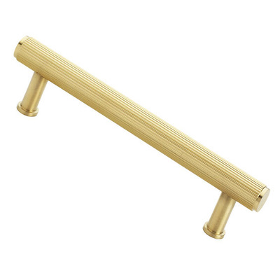 Alexander & Wilks Crispin Reeded T-Bar Cupboard Pull Handle (128mm, 160mm OR 224mm c/c), Satin Brass PVD - AW809R-SBPVD SATIN BRASS PVD - 224mm c/c