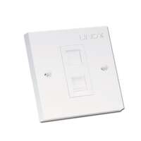 Image of Lindy CAT6 Single Wall Plate with 1 x RJ-45 Shuttered Socket, Unshield