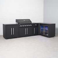 Draco Grills Fusion 6 Burner Black Outdoor Kitchen with Modular Side Burner, Double Fridge, 90 Degree Corner, Double Cupboard, End of March 2025-89840 