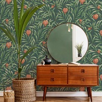 Image of Pomegranate Wallpaper Green/Orange Belgravia Decor 9613