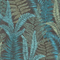Image of Famous Garden Fern Leaves Vinyl Wallpaper Blue/Green/Black AS Creation 39347-3