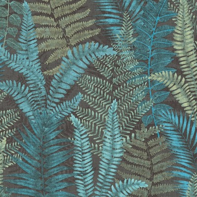 Famous Garden Fern Leaves Vinyl Wallpaper Blue/Green/Black AS Creation 39347-3
