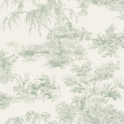 Toile Trees Wallpaper Green Grandeco A69801
