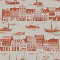 Travelogue Collection Postcard to Inger Wallpaper Harvest Orange Mini Moderns MMTLG05HO