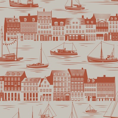 Travelogue Collection Postcard to Inger Wallpaper Harvest Orange Mini Moderns MMTLG05HO

