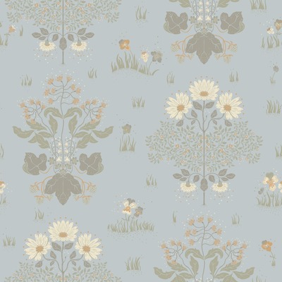 Hjarterum Edla Arts and Crafts Inspired Wallpaper Light Blue Galerie 83132
