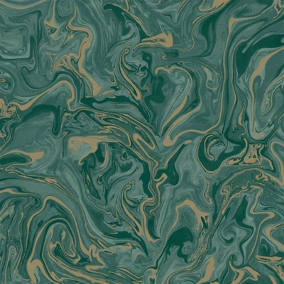 Liquid Marble Wallpaper Emerald Green / Gold Fine Decor FD43058
