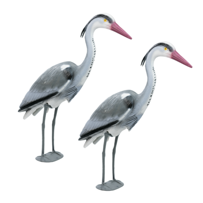 Pair Of Plastic Resin 70cm Heron Bird Deterrent Pond Scarer Ornaments