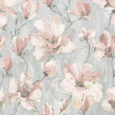 Camilla Floral Vinyl Wallpaper Blush Pink / Grey Grandeco 198503
