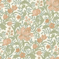 Marian Floral Wallpaper Rust / Cream World of Wallpaper 204105