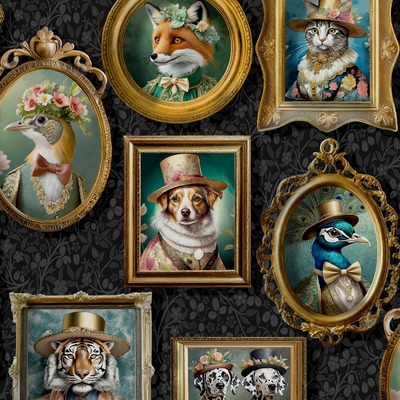 Regal Beasts Wallpaper Charcoal Holden 13790
