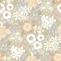 Karina Wildflower Garden Vinyl Wallpaper Light Grey / Blue Fine Decor FD26523