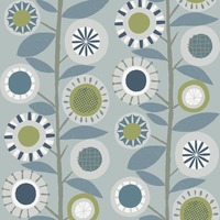Sisu Floral Geometric Wallpaper Blue Fine Decor FD26554