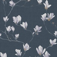 Laura Ashley Magnolia Grove Wallpaper Dusky Seaspray Blue 113355