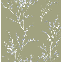 Laura Ashley Pussy Willow Wallpaper Moss Green 121074