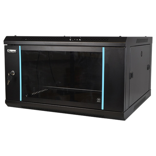 19" 6U Metal Rack Cabinet with Glass Door 600mm Deep Wall or Floor Mount