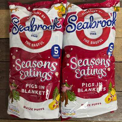 10x Seabrook Pigs in Blankets Maize Puffs Bags (2 Packs of 5x16g)