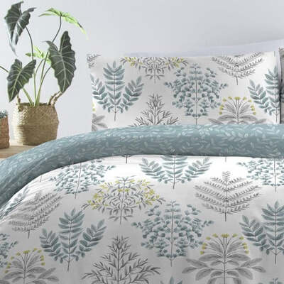 Polycotton Leaf Green/Duck Egg - Extra Large Single Duvet Cover Set – The Big Little Duvet Co.