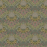Belvedere Floral Damask Wallpaper Green Grandeco 202303