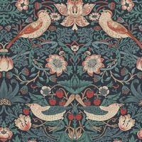 William Morris At Home Strawberry Thief Wallpaper Deep Blue 124231