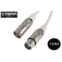3PIN XLR TO XLR DMX Cable White – Silver Connectors 15M