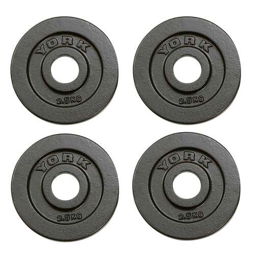York 4x 2.5kg Hammertone Cast Iron Olympic Plates