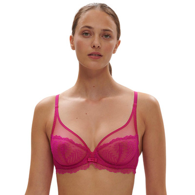 Simone Perele Canopee Plunging Underwired Bra - Hibiscus Pink