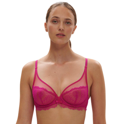 Simone Perele Canopee Plunging Underwired Bra - Hibiscus Pink
