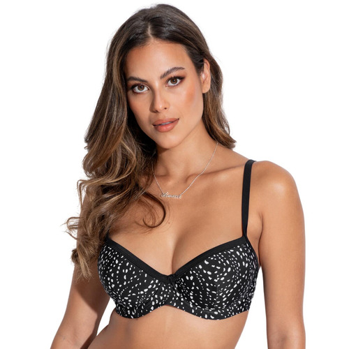 Pour Moi Rhodes Underwired Padded Bikini Top - Black/White