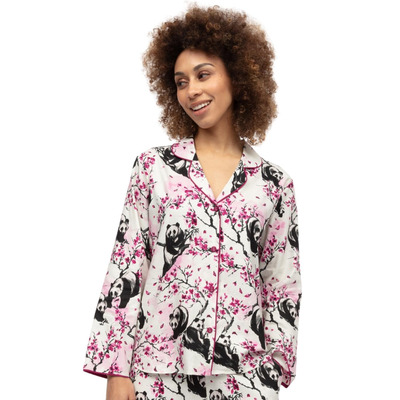 Cyberjammies Penelope Panda Print Pyjama Top - White Mix