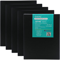 Exerz Pre-Stretched Artist Canvas 5pk – 24x30cm Black