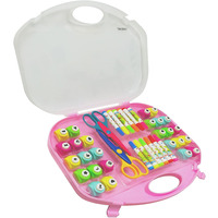 EXERZ Paper Punch Set 40pcs in a Storage Box Including Punches, Craft Scissors, Color Pens -Pink