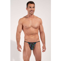 HOM FUNKY STYLE Tanga Brief - Black Print