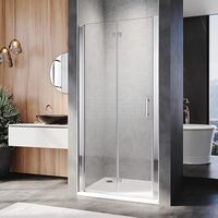 ELEGANT 800mm Frameless Bifold Hinged Shower Door 6mm Tempered Glass Shower Screen