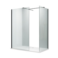 ELEGANT 1200X900mm Frosted Glass Black Fittings Easy Clean Walk-In Shower Enclosure (Inc Shower Panels + Stone Resin Tray + Waste)