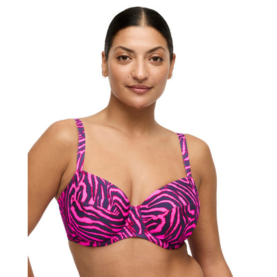Prima Donna Malabo Full Cup Bikini Top - Hot Pink Zebra