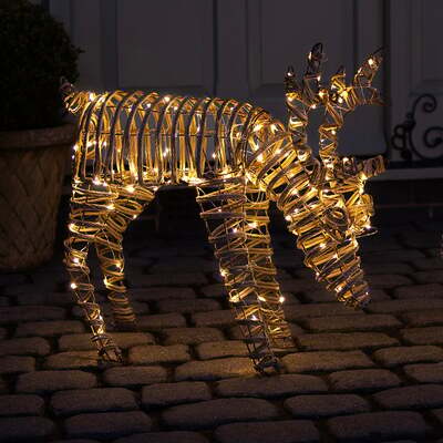 Small Rattan Light Up Reindeer