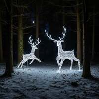 Outdoor Light Up Acrylic Christmas Reindeer Flying and Grand Stag Set