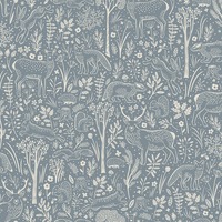 Woodland Animals Textured Vinyl Wallpaper Blue Grandeco LD3415