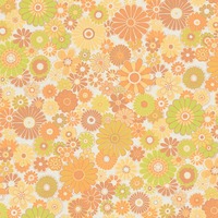 Retro Daisy Cluster Motif Wallpaper Mustard / Green AS Creation 39535-5