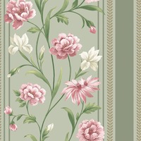 Raya Floral Wallpaper Sage Green / Pink Belgravia 757