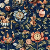 Curious Creatures Wallpaper Navy Blue World of Wallpaper 50472