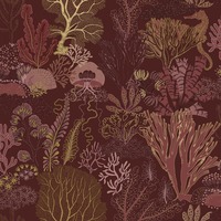 Underwater World Wallpaper Berry Red / Gold Holden 14340